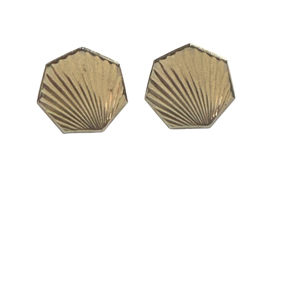 Vintage Seashell Cuff links Gold Plated